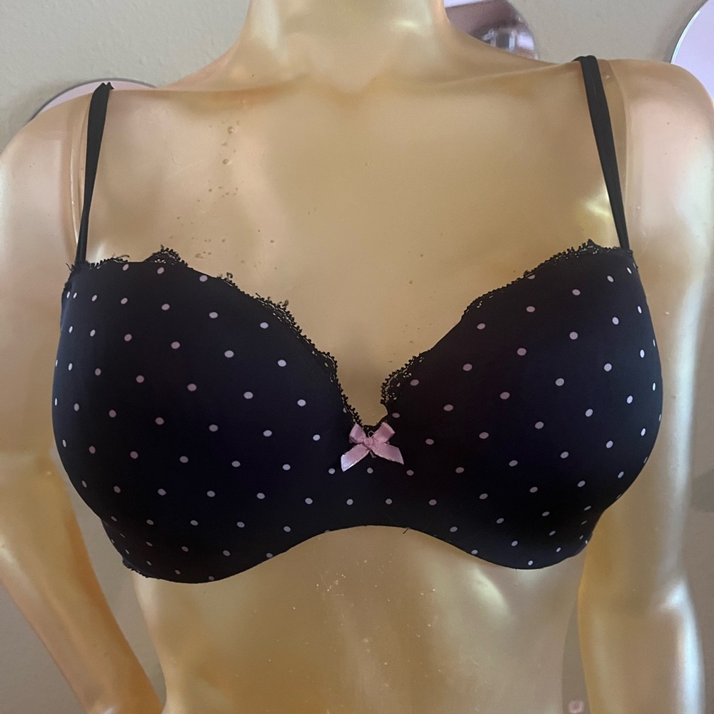 Victoria’s Secret Black & White Polka Dot Padded Bra, Size 36C, EUC